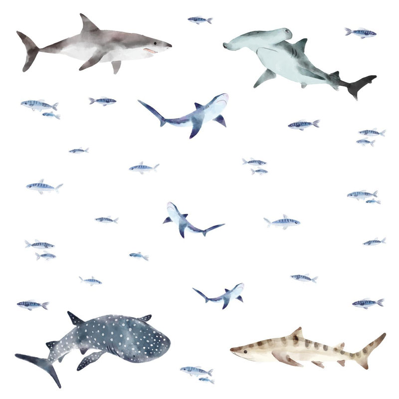 Décalcomanie murale colle et colle requins