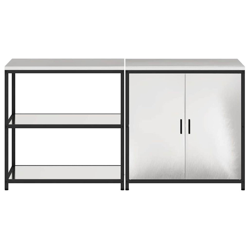  Kitchen Storage Set With Shelf 2 Pcs Sliver 180 X 50 X 92 Cm