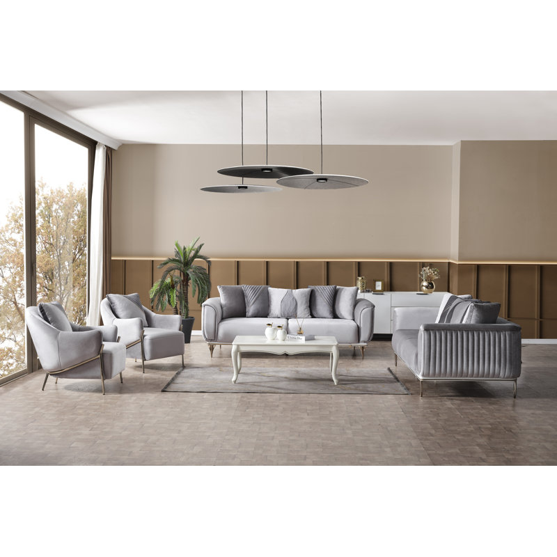 Causeuse et fauteuil d'appoint Peranza, Gris