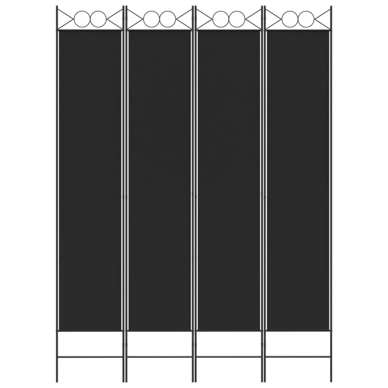 Casida Folding Room Divider, Black, 4, 160 x 220 cm