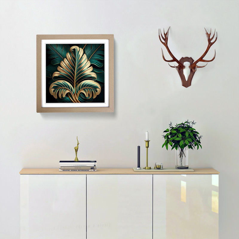 Palm Nouveau - Framed Print, Oak