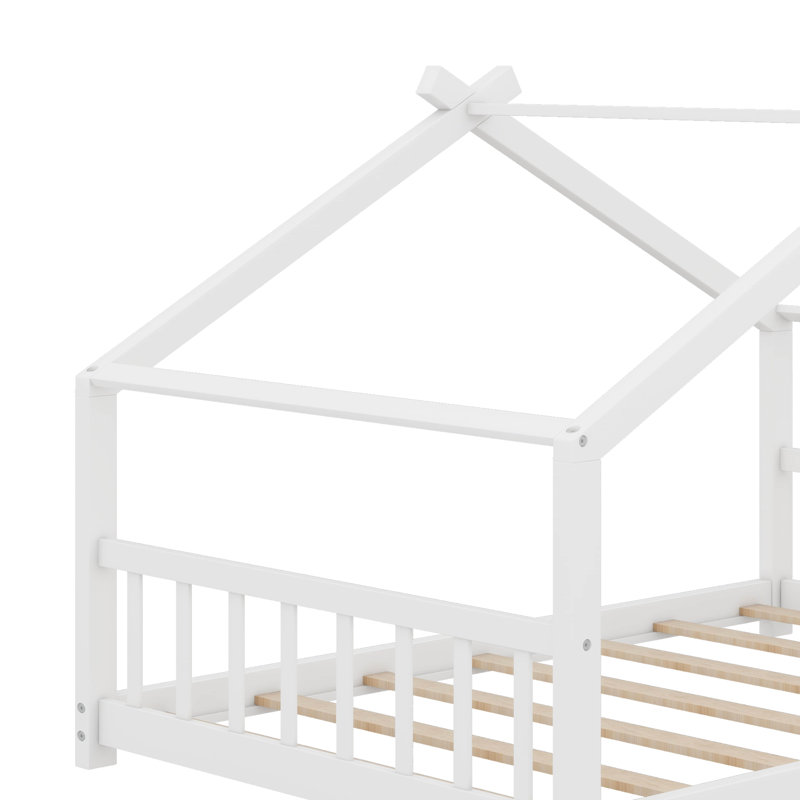 Lit double en bois, Blanc