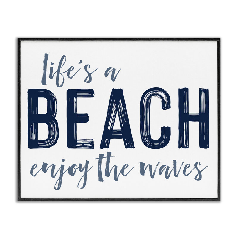 Giclée encadrée «Summer Wonders Enjoy Waves», design avec lettres et doublure, H 11 po x l 14 po, Giclée encadrée noir minuit