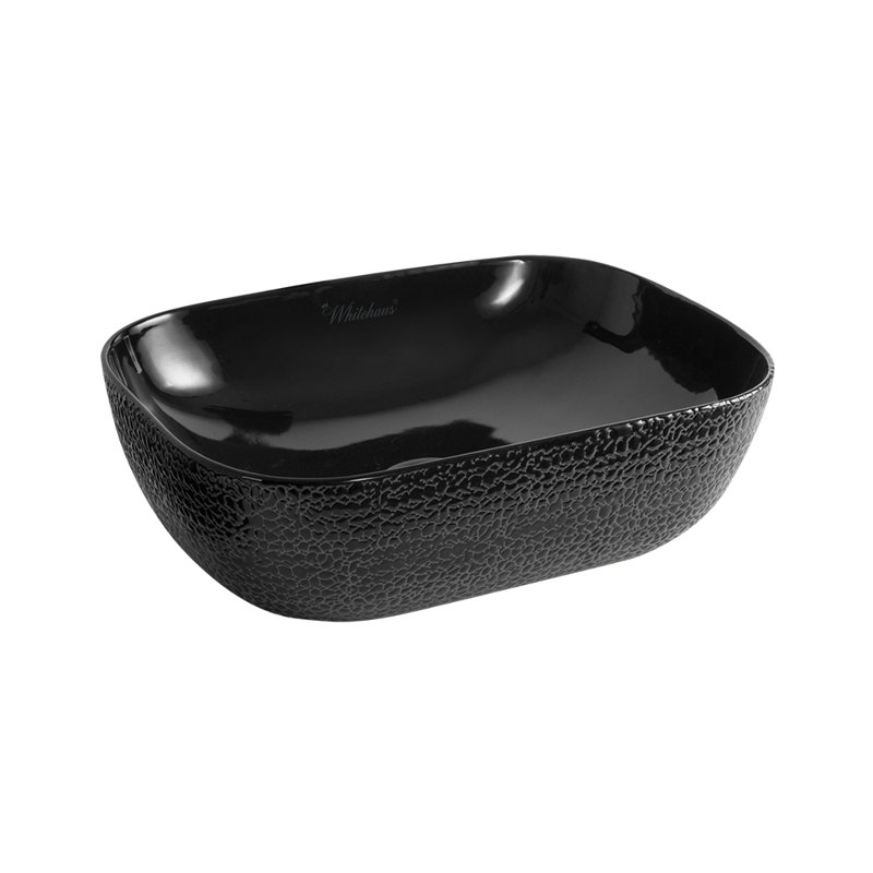 Whitehaus 20" Rectangular Above Mount /Vessel Lavatory Basin, Satin Black