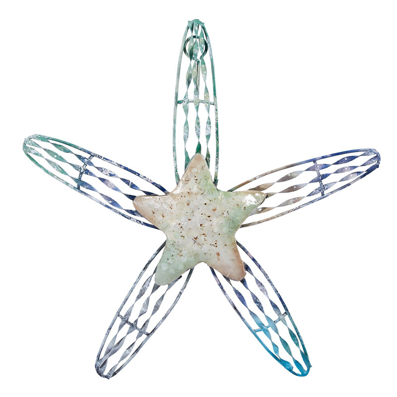 Décoration murale étoile de mer en métal et Capiz Sealife 10,5 x 10,5 po