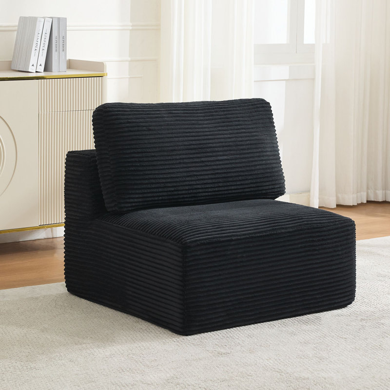 Acuna Corduroy Upholstered Accent Chair, Charcoal Black