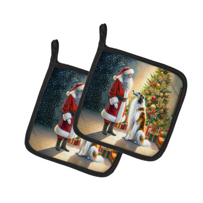 Caroline's Treasures Moments With Santa Polyester Potholder Set