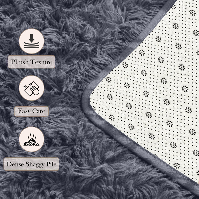 Machine Tufted High Pile Shag Area Rug(Ultra Soft & Fluffy), Tye Dye Grey, Rectangle 120 x 170 cm