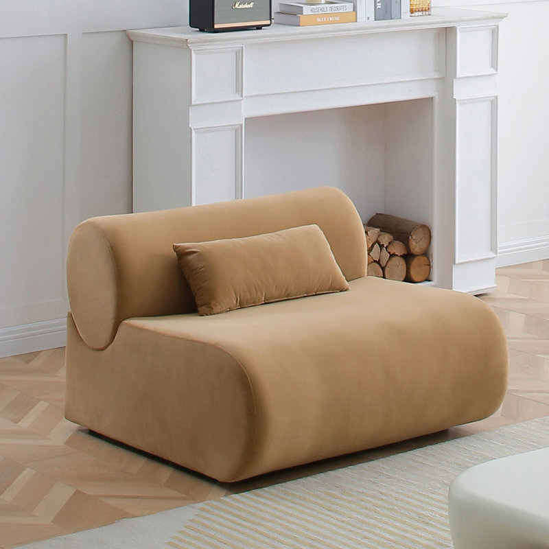 Chaise sans accoudoirs en velours Vivienne, Brun