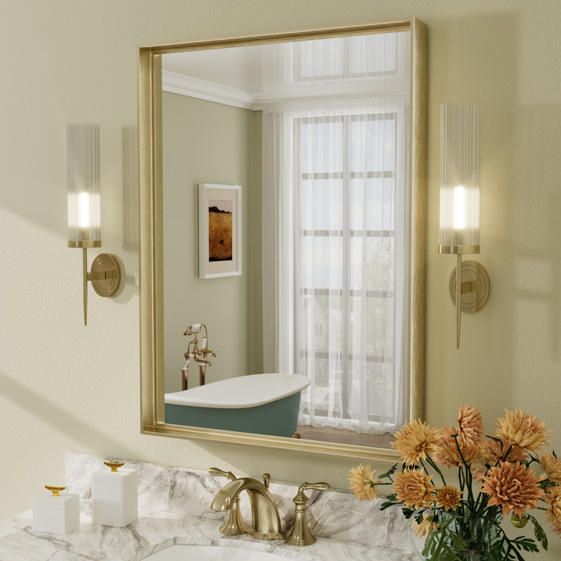 Miroir mural Aevar, 30 po x 22 po, Or brossé