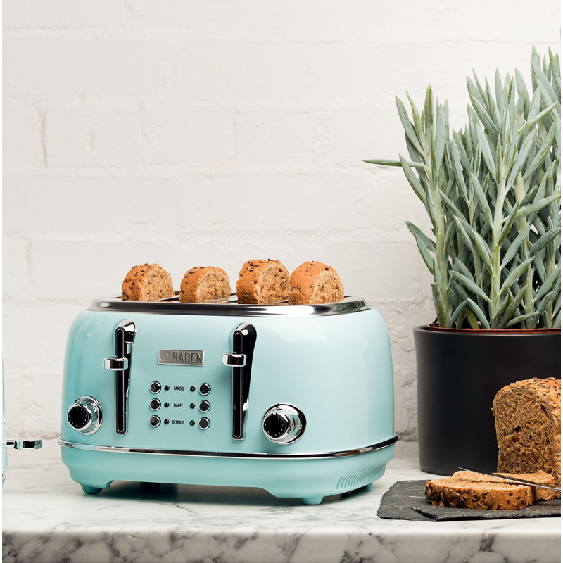 HADEN Heritage 4-Slice Wide Slot Toaster, Turquoise