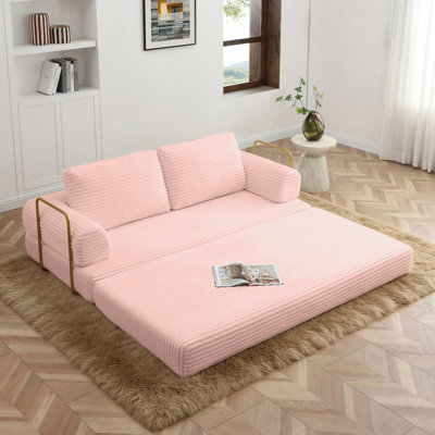 Convertible Sofa Bed, Corduroy Folding Floor Futon Sleeper, Boneless Design With Foam Pillows, Ergonomic & soft, For Living Room, Bedroom