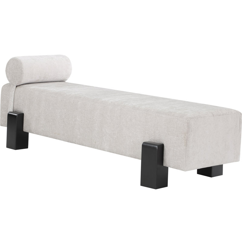 Banc rembourré Edison, Tissu gris chenille / finition noire