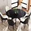 Table de salle à manger ronde noire de 59,61 po avec base en acier inoxydable argenté, plateau en pierre frittée, pouvant accueillir 6 à 8 personnes, mobilier de chambre moderne, à la base et de couleur, pour 6 à 8 personnes, pièce, teinture-2061296228