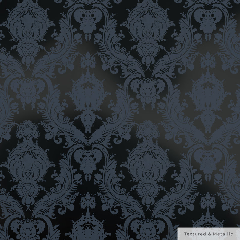 Kerens 16.5' L x 20.5" W Peel and Stick Wallpaper Roll, Black 