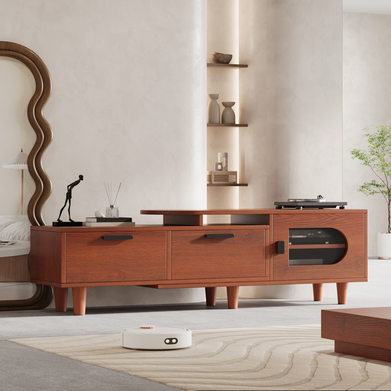Meuble télé 64 po, meuble télé d'angle avec 2 tiroirs et 1 armoire
