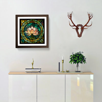 Lotus Flower Stained Glass Effect - Framed Print