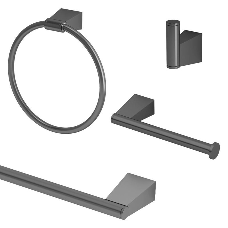 Bleu 4 - Piece Bathroom Hardware Set, Matte Black