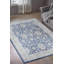 Tapis décoratif bleu en polyester oriental gris doux tissé à la machine-1005963996