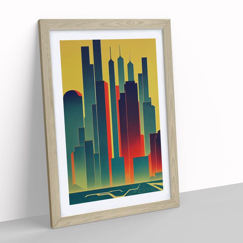 An Unforgettable City Skyline - Wall Art, 34cm H x 25cm W, Oak Framed