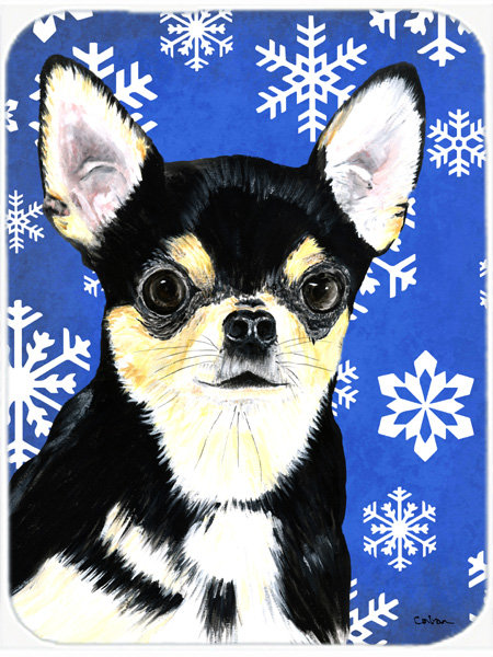 The Holiday Aisle Ashlynn Chihuahua Glass Cutting Board, Blue/White