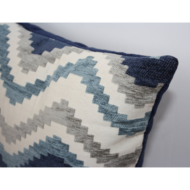 Lori Chevron Square Cushion, 43 x 43cm, Denim Navy Blue