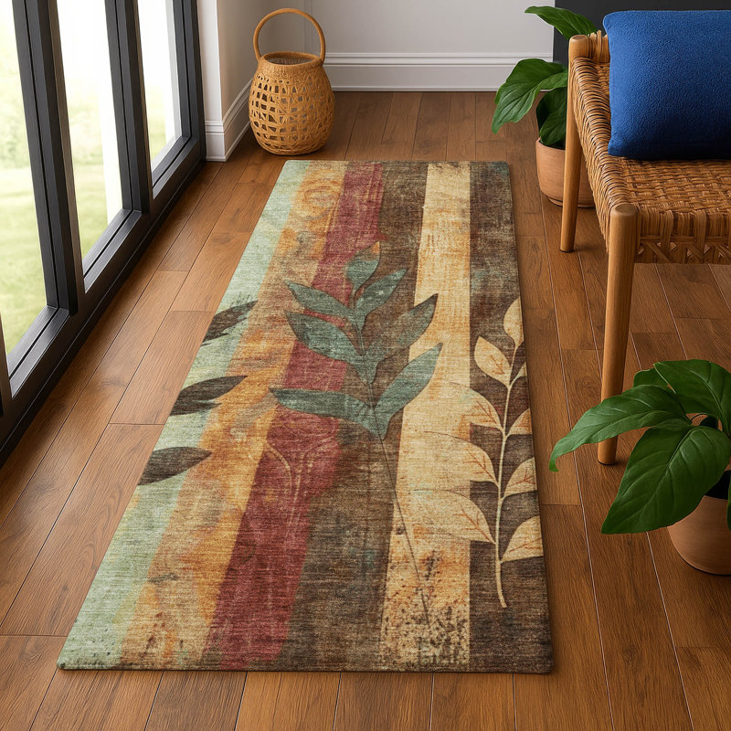 Tapis floral Premium Crestover AMF1871 lavable à la machine, Tapis de couloir 2 pi 3 po x 7 pi 6 po