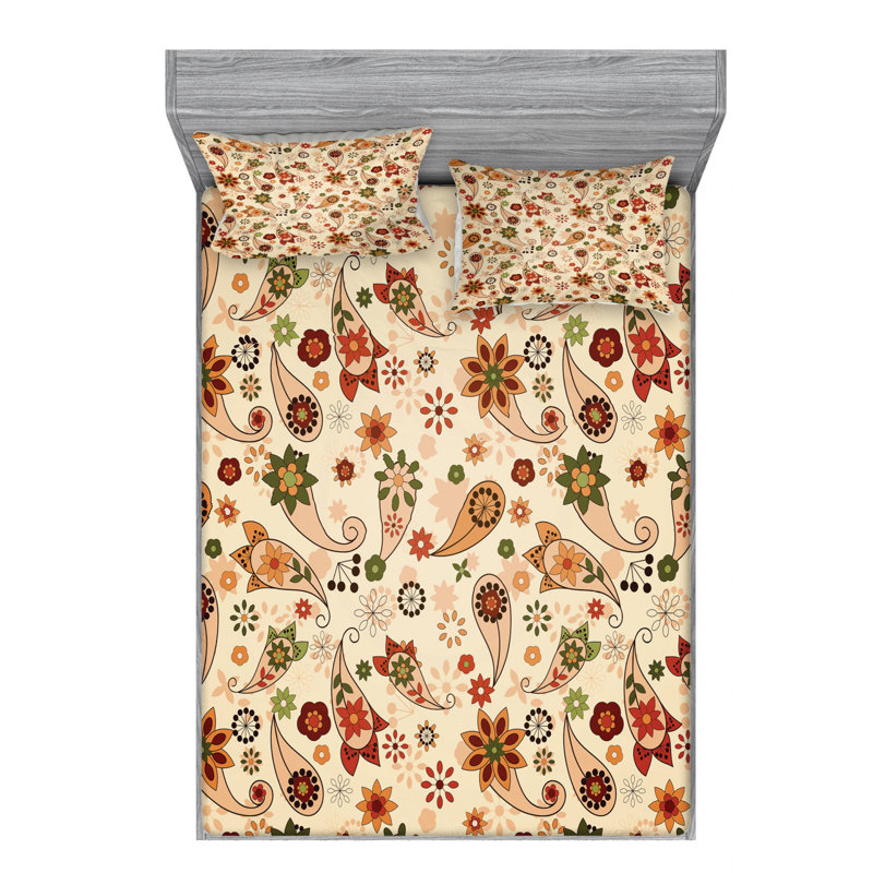 Microfiber Paisley Sheet Set, Full Sheet Set with Fitted Sheet