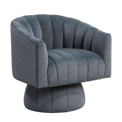 Velvet Accent Chair Modern Luxury Living Room Furniture, 1Pc Swivel Chair Comfortable Barrel Back