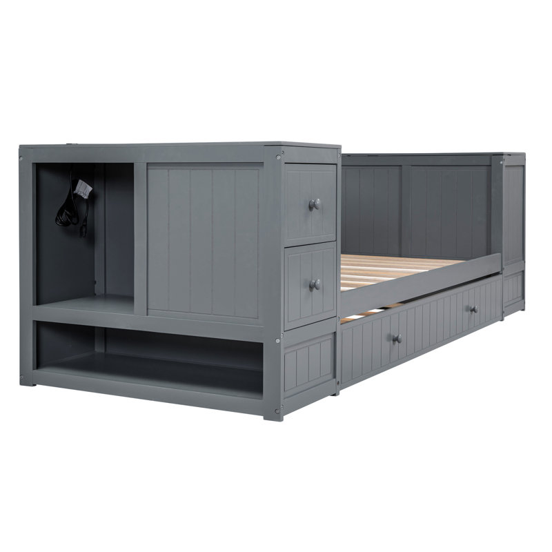Daybed With Storage Arms, Gray
