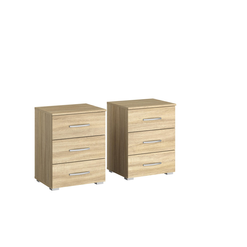 Aditio 3 Drawer Bedside Table, Sonoma oak