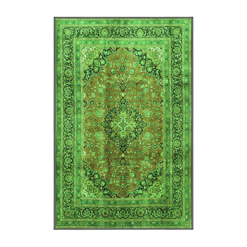 Tapis verts traditionnels 1069 lavables à la machine, Rectangle 7 pi x 10 pi