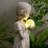 Girl Holding Bubble Lighted Garden Statue Solar Powered LEDs