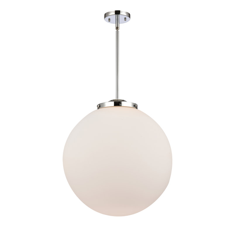 Luminaire suspendu sphère 1 lumière Frederick, Blanc mat, H 19 po x l 18 po x P 18 po, Laiton antique noir
