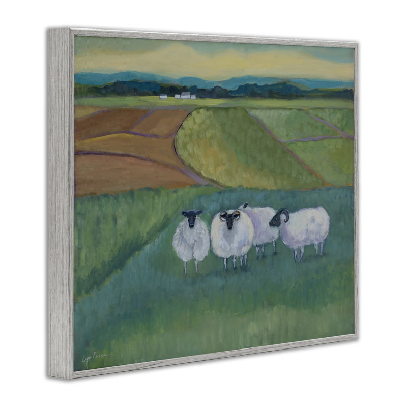 Sheep Herd Meetup, estampe numérique, design par Lynn Ericson Fine Art, 11 x 14, Farmhouse Grey Giclee Framed