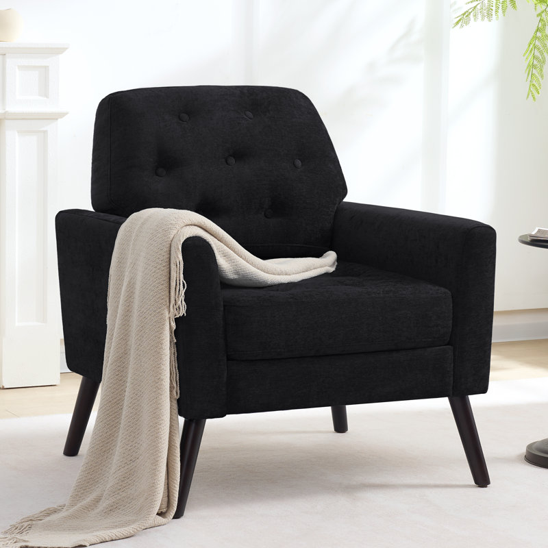 Accent Chair with Button-Tufted Back, Black