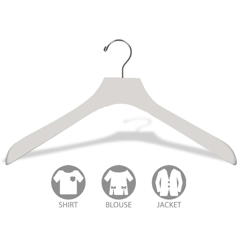 Cintre pour manteau en bois, 12, Blanc / Chrome