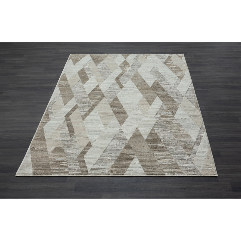 Tapis gris à motif géométrique 5 pi x 8 pi