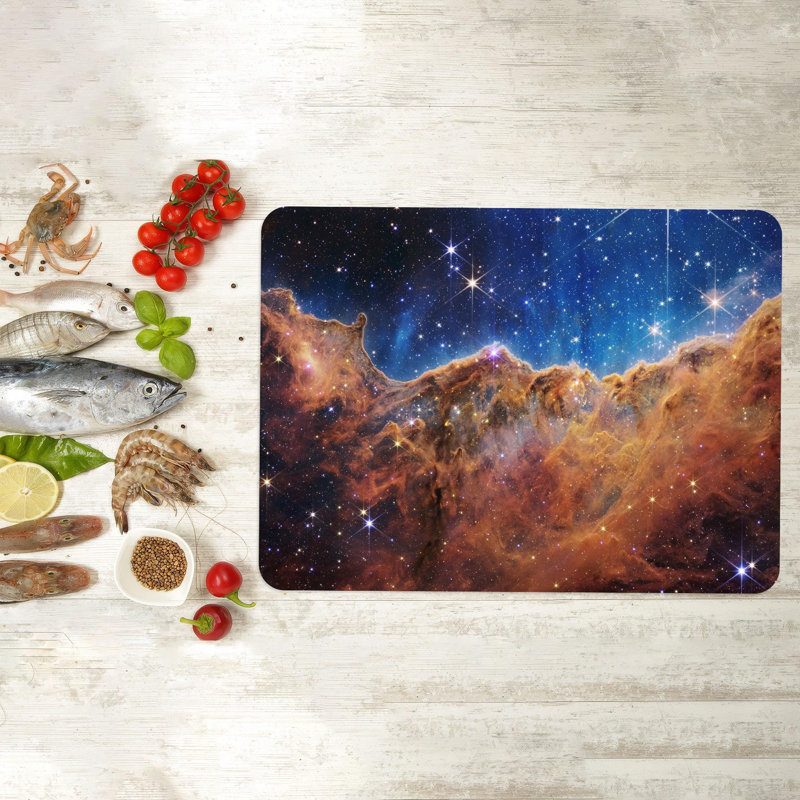 Superbe planche à découper en verre nébuleuse Carina de la NASA, parfaite pour les passionnés de l'espace et les amateurs d'astronomie à la recherche d'un décor unique