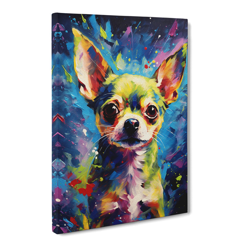 Chihuahua Action Painting No.3 - Wrapped Canvas, 60cm H x 40cm W x 3cm D