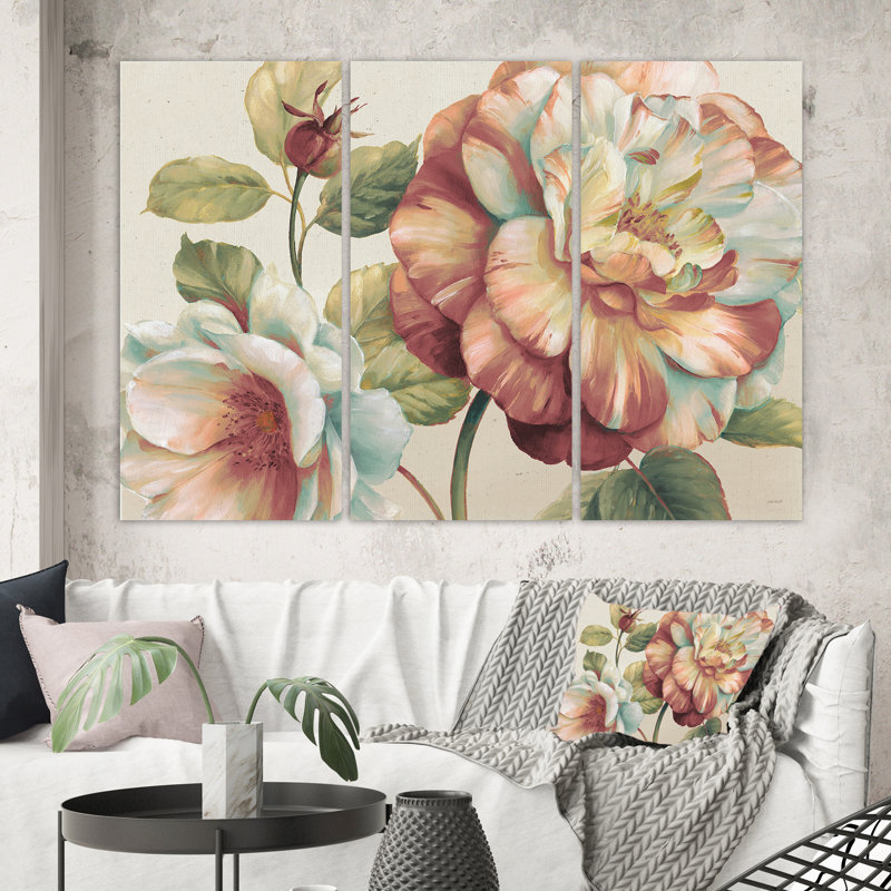 « romantique dark rose », peinture à fleurs foncées de première qualité, reproduction d’image multi-pièces sur toile