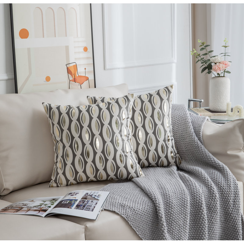 Ensemble de 2 taies d'oreiller décoratives dorées, Taupe