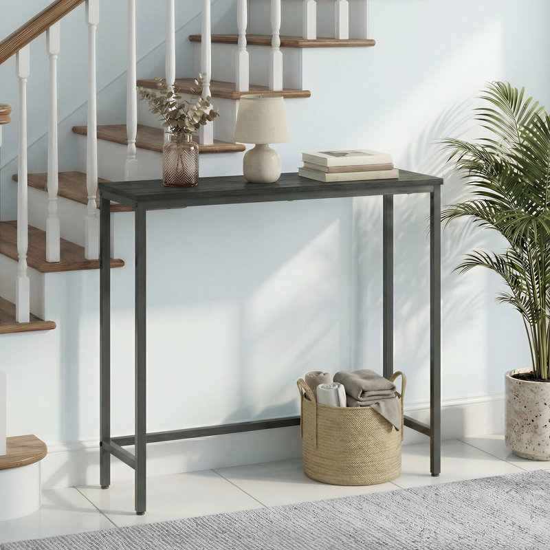 31.5" Console Table, Charcoal Gray/Black
