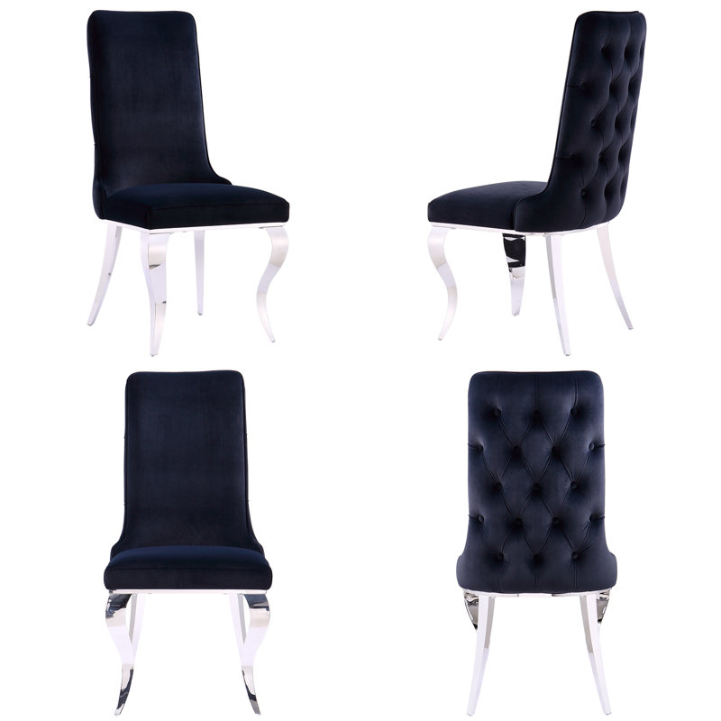 Chaise parsons rembourrée en velours Lapriel