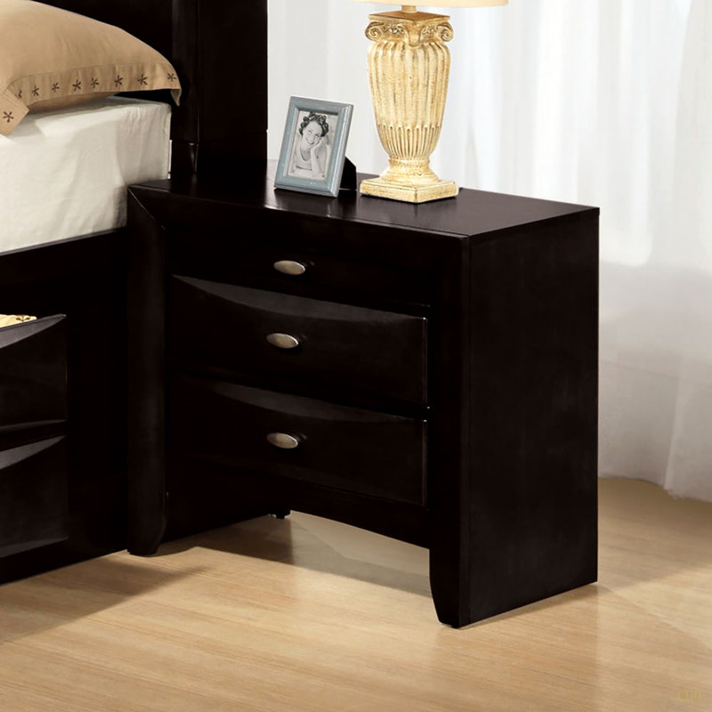 Table de chevet simple en bois massif 1Pc, Noir