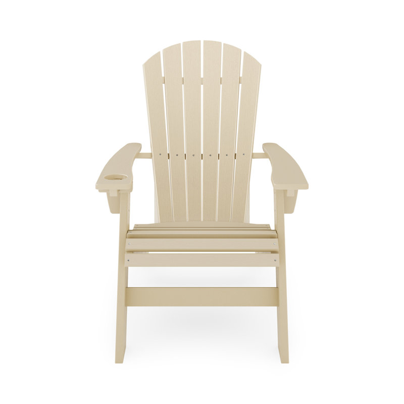 Chaise Adirondack - Bois en polyéthylène haute densité robuste pour le bord de la piscine, Beige