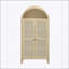 Grand garde-manger arqué avec 2 tablettes réglables, porte en rotin et rangement polyvalent pour la salle à manger et le salon