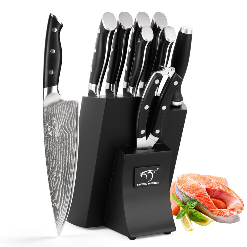 Nanfang Brothers Damascus Steel Knife Block Set
