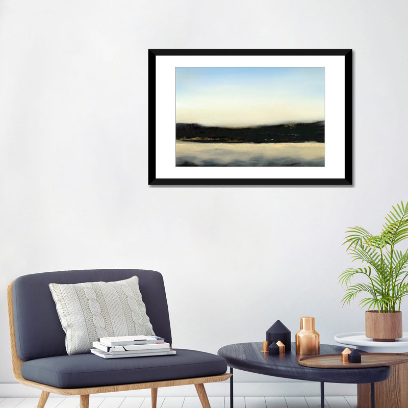 « ocean marée vi », reproduction sur toile, H 16 po x l 24 po x P 1 po, Papier d'art encadré noir, Blanc