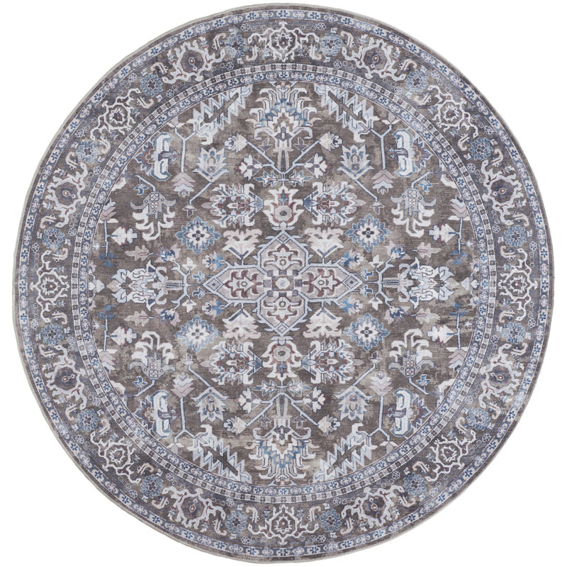 Washable Oriental Rug, Round 5'3"